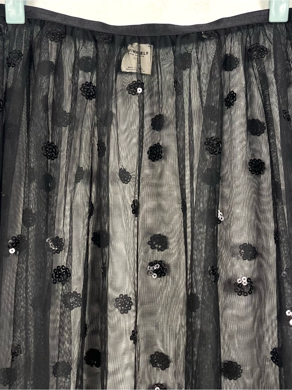 NWT Free People Small Black Sheer Tulle Polka Dot Sequin Midi Skirt - Picture 3 of 6